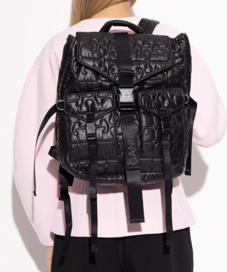Zaino Trapuntato re-tech in nero Ganni - donna 