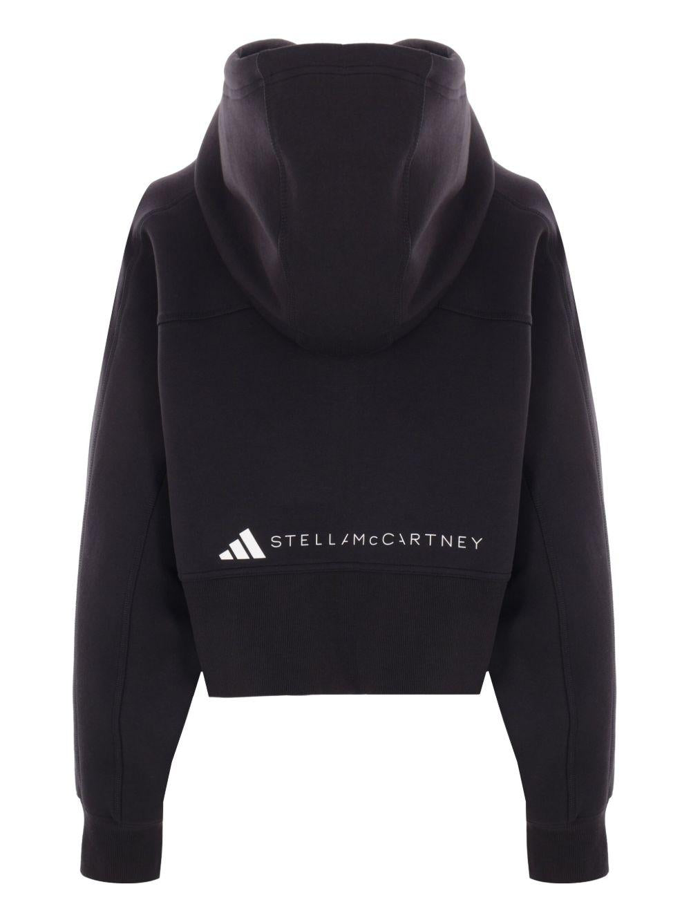 Felpa con cappuccio crop in nero Adidas by stella mc cartney - donna 