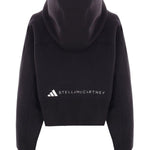 Felpa con cappuccio crop in nero Adidas by stella mc cartney - donna 