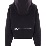 Felpa con cappuccio crop in nero Adidas by stella mc cartney - donna 