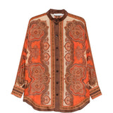 Camicia di seta con stampa paisley Mahon in arancione 