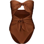 Costume da bagno con doppio fiocco Aster in marrone 