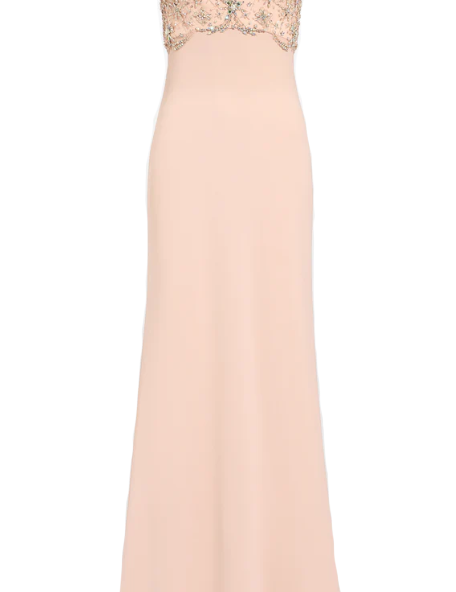 Abito lungo reverie con cristalli in rosa Jenny packham - donna 