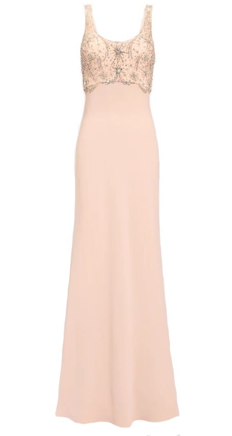Abito lungo reverie con cristalli in rosa Jenny packham - donna 