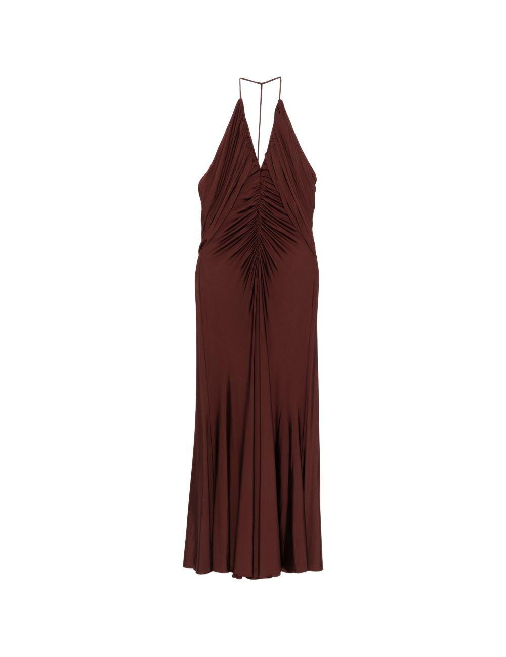 Abito midi con scollo a V in borgogna Self-Portrait - donna 