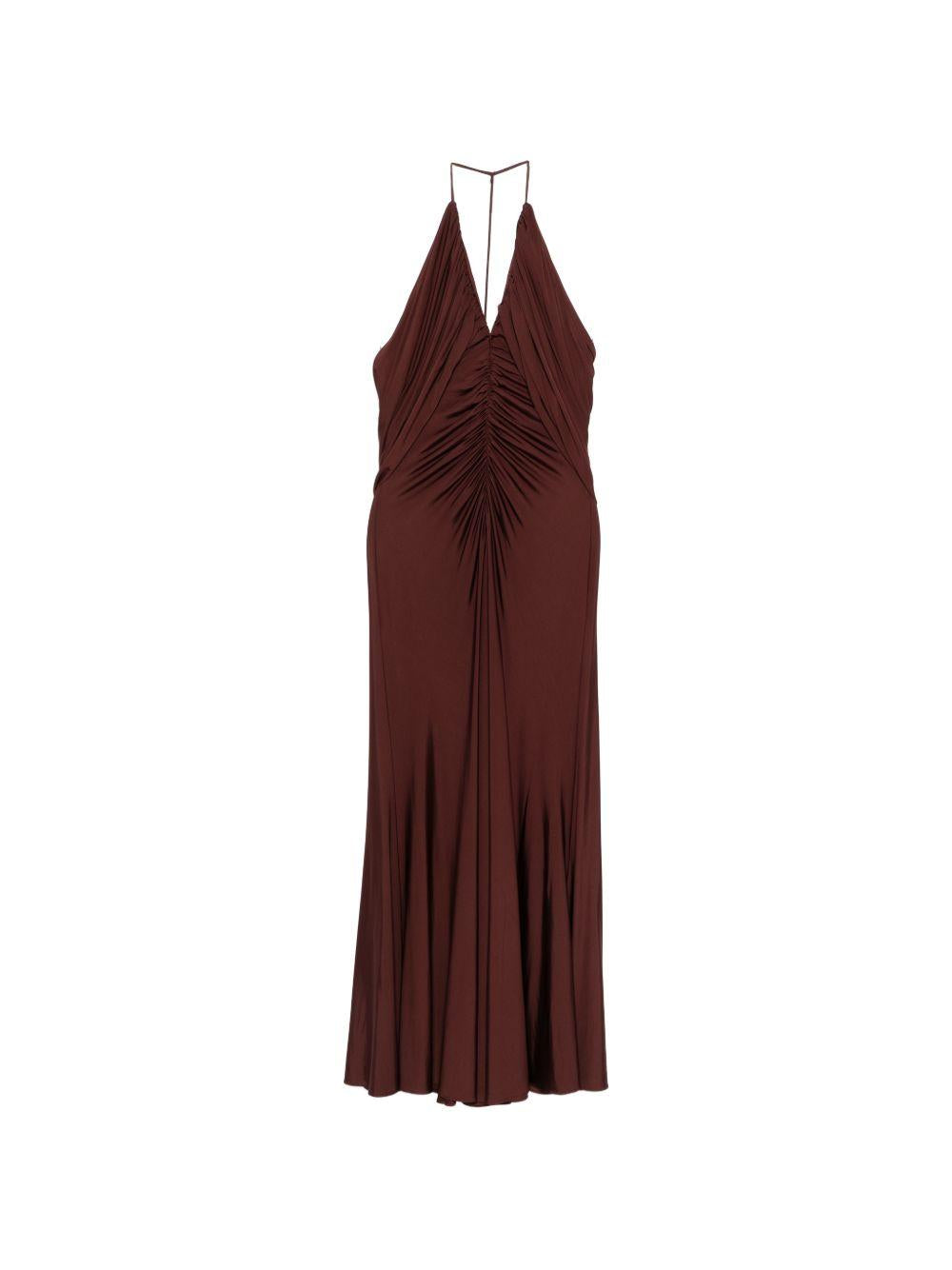 Abito midi con scollo a V in borgogna Self-Portrait - donna 