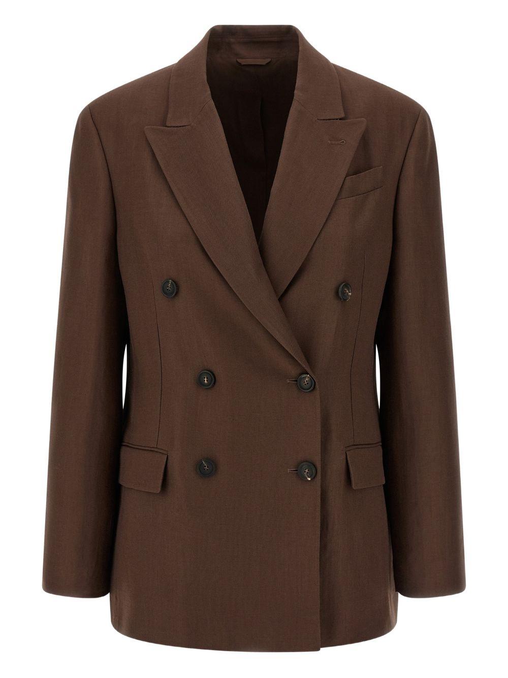 Blazer doppio petto con revers a lancia in marrone Brunello cucinelli - uomo 