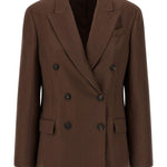 Blazer doppio petto con revers a lancia in marrone Brunello cucinelli - uomo 