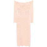Abito midi a maniche lunghe in pizzo floreale in rosa Rabanne - donna 