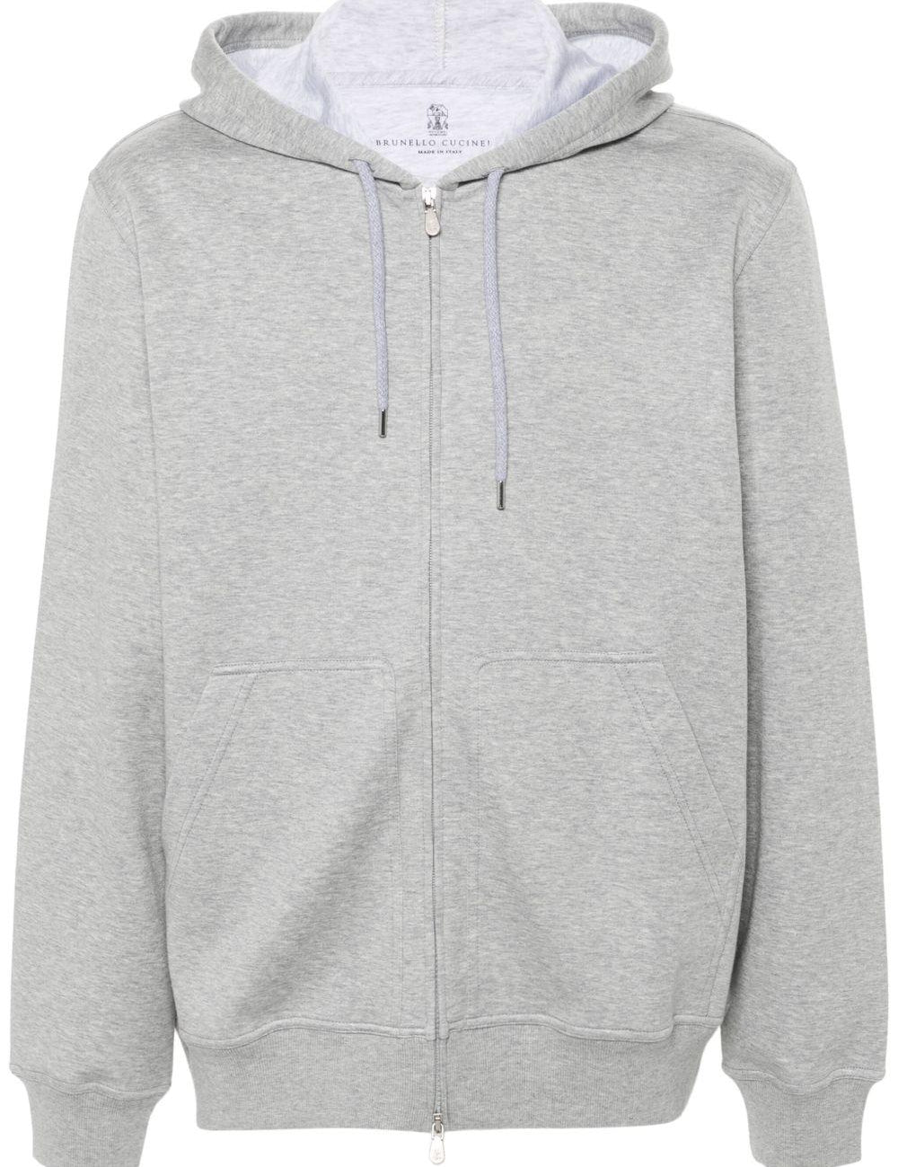 Felpa mélange con cappuccio in grigio Brunello cucinelli - uomo 