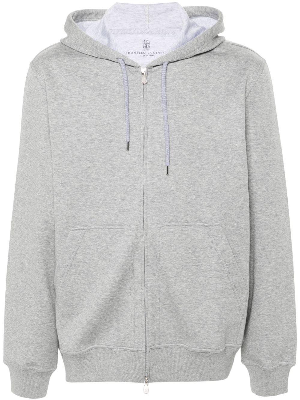 Felpa mélange con cappuccio in grigio Brunello cucinelli - uomo 