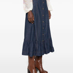 Gonna lunga in denim con volant Aster in blu Zimmermann - donna 