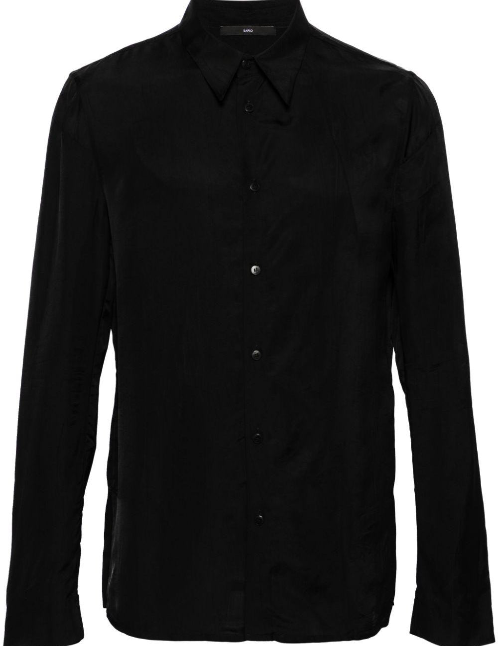Camicia satinata a maniche lunghe in nero Sapio - uomo 