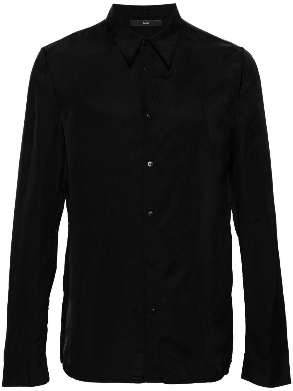Camicia satinata a maniche lunghe in nero Sapio - uomo 
