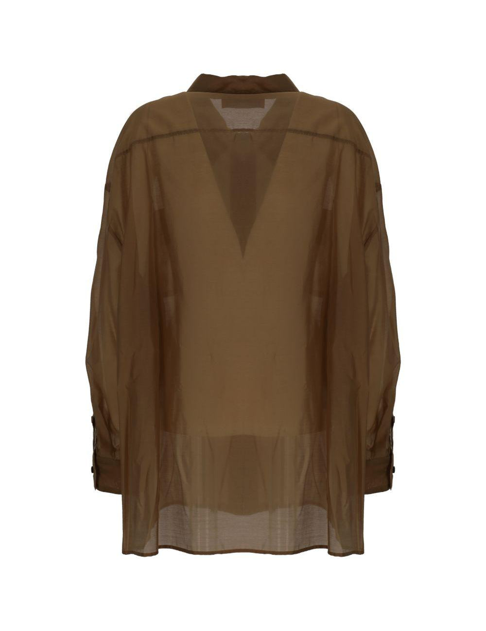 Camicia con bottoni semi-trasparente in marrone The latest - donna<BR/><BR/><BR/> 