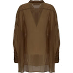 Camicia con bottoni semi-trasparente in marrone The latest - donna<BR/><BR/><BR/> 
