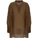 Camicia con bottoni semi-trasparente in marrone The latest - donna<BR/><BR/><BR/> 
