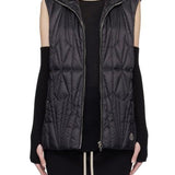 Gilet con cappuccio e design trapuntato geocamo in nero Rick Owens x Moncler - unisex<BR/> 