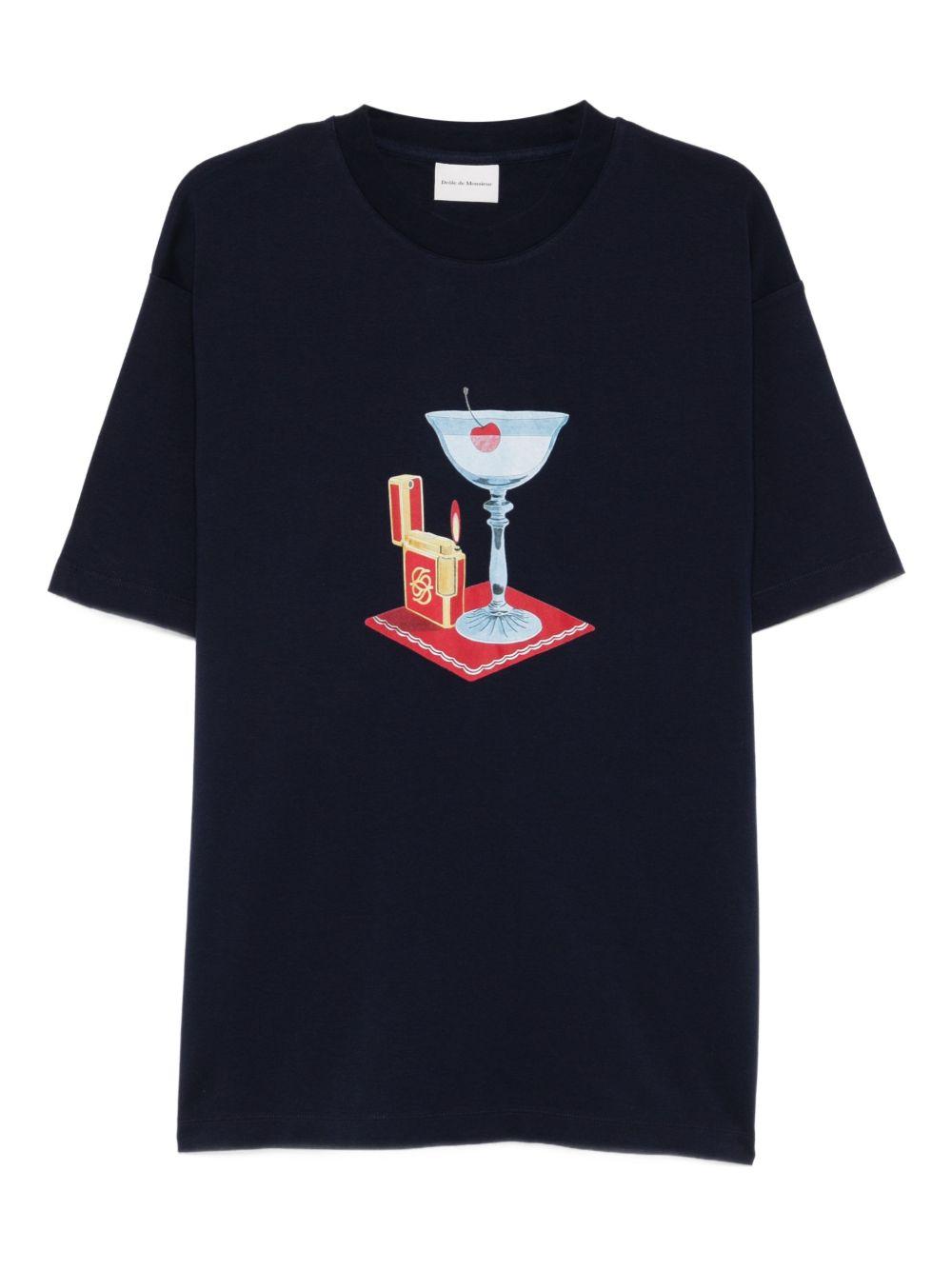 T-shirt con stampa grafica cocktail in blu Drole de monsieur - uomo 