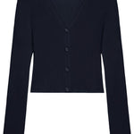 Cardigan crop a coste fini in blu navy Courrèges - donna 