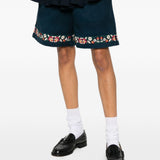Shorts in twill con ricami floreali in blu Found - uomo 