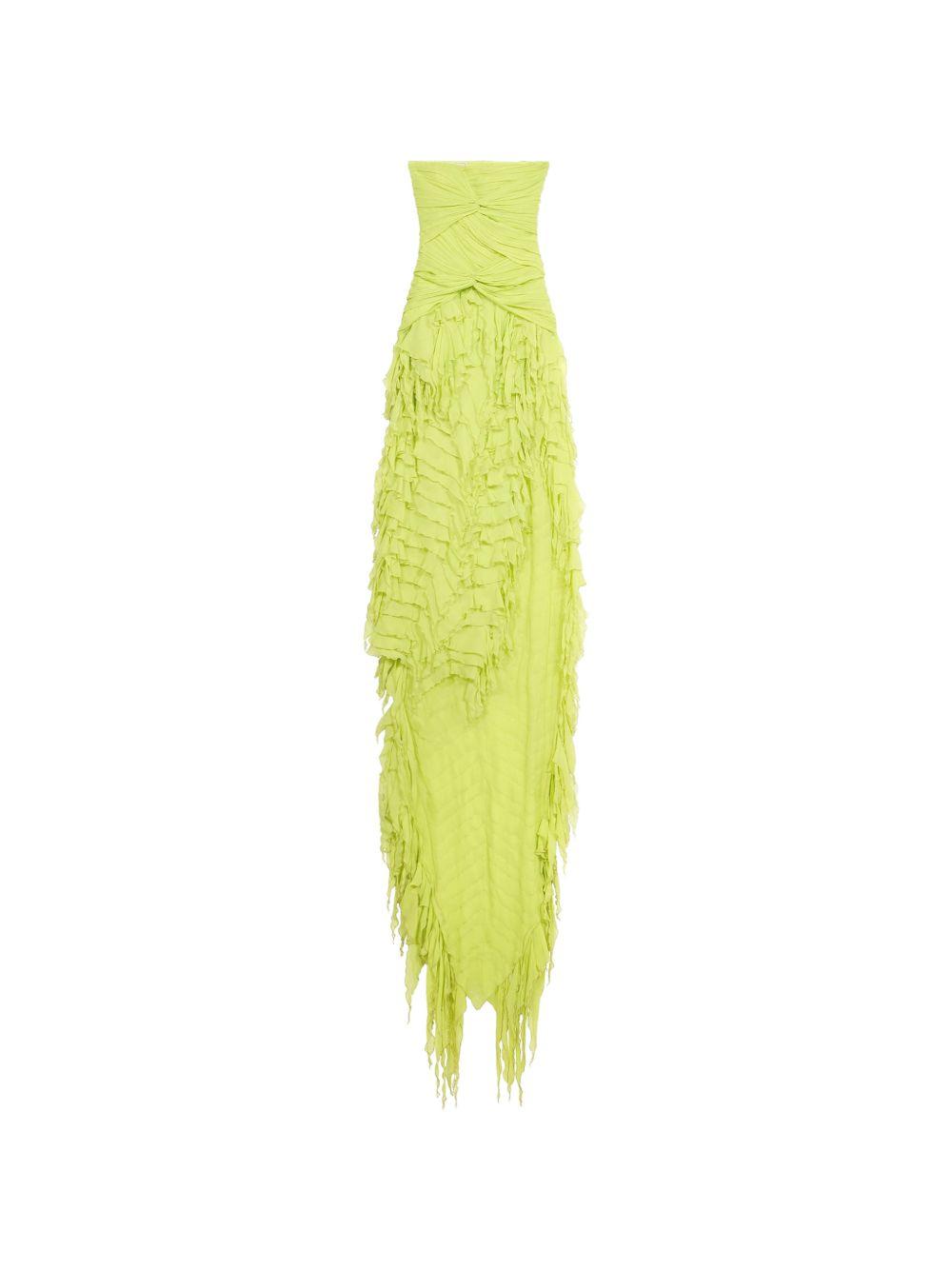 Abito lungo in georgette con ruches in verde Blumarine - donna 