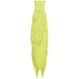 Abito lungo in georgette con ruches in verde Blumarine - donna 