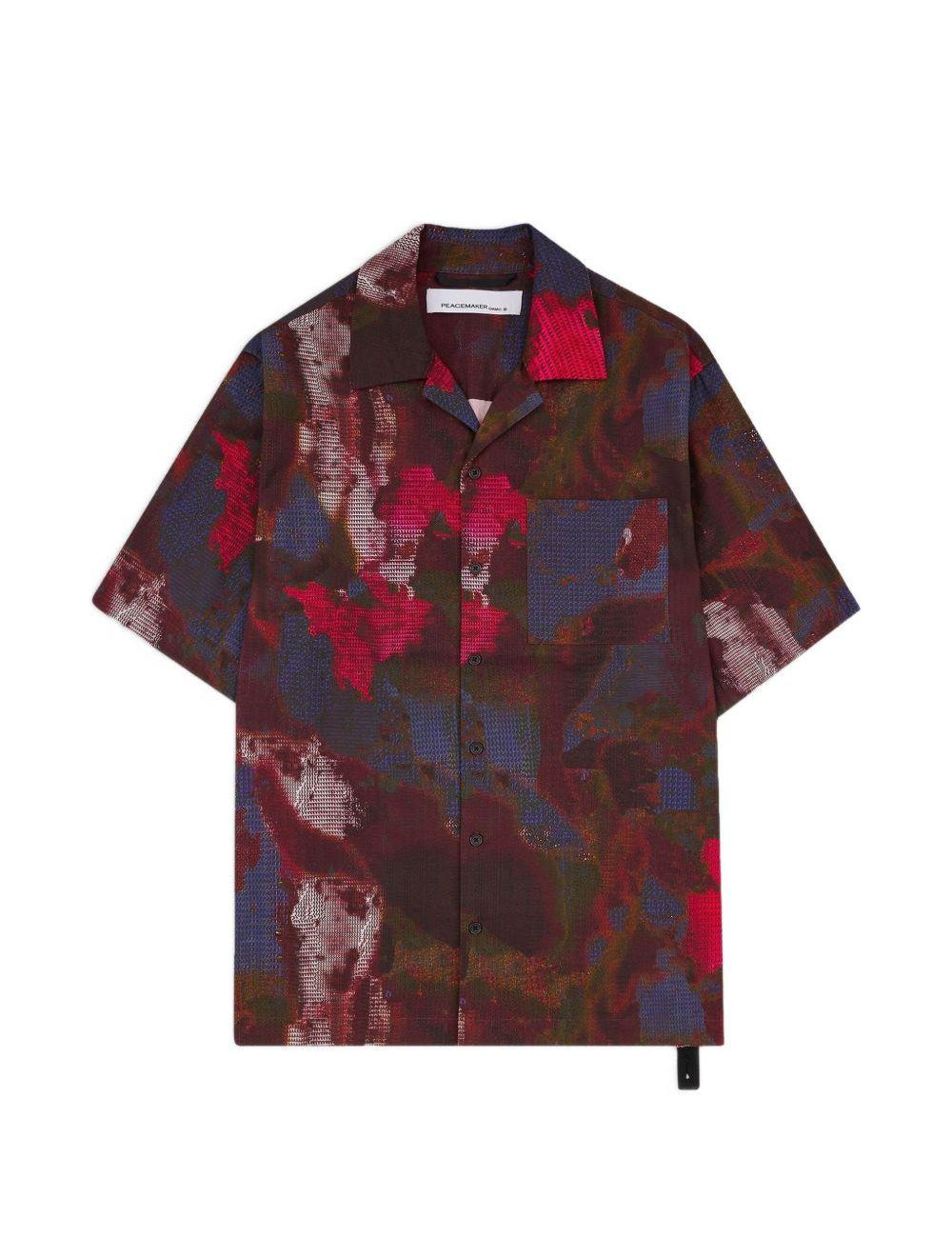 Camicia con stampa all-over in rosso e multicolore Oamc peacemaker - uomo 