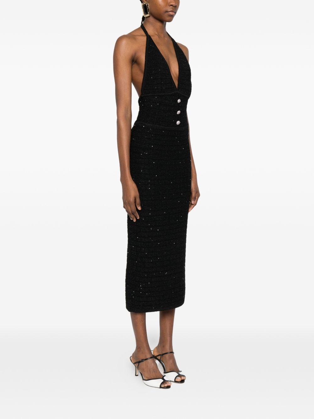 Abito midi con scollo a V in nero Alessandra Rich - donna 