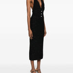 Abito midi con scollo a V in nero Alessandra Rich - donna 