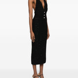 Abito midi con scollo a V in nero Alessandra Rich - donna 