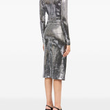Abito midi con decorazioni all-over in argento Mm6 maison margiela - donna 