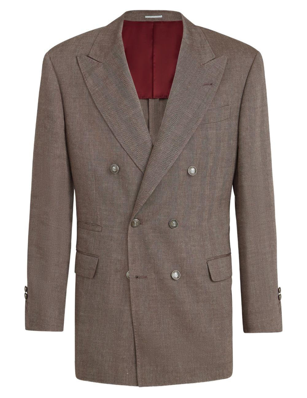 Blazer doppiopetto in marrone Brunello cucinelli - uomo 