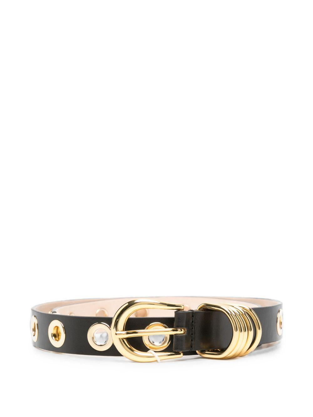 Cintura in pelle full rivet in nero 