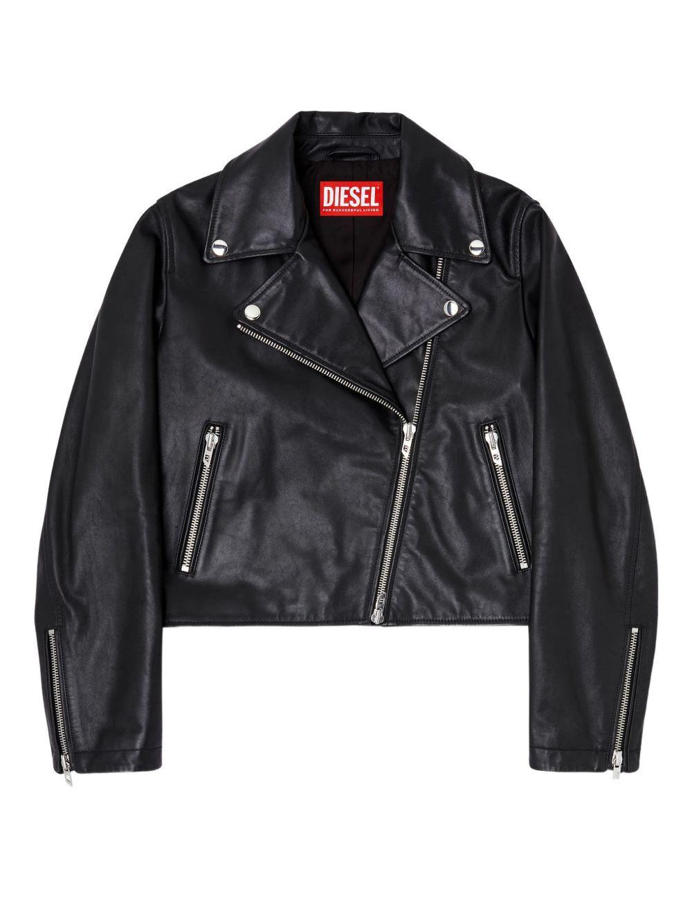 Giacca biker in pelle in nero Diesel - donna 