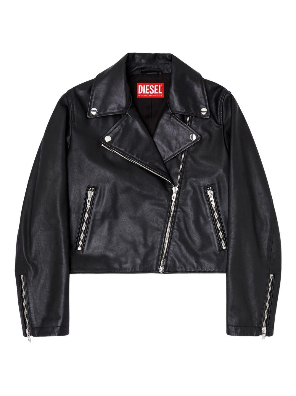 Giacca biker in pelle in nero Diesel - donna 