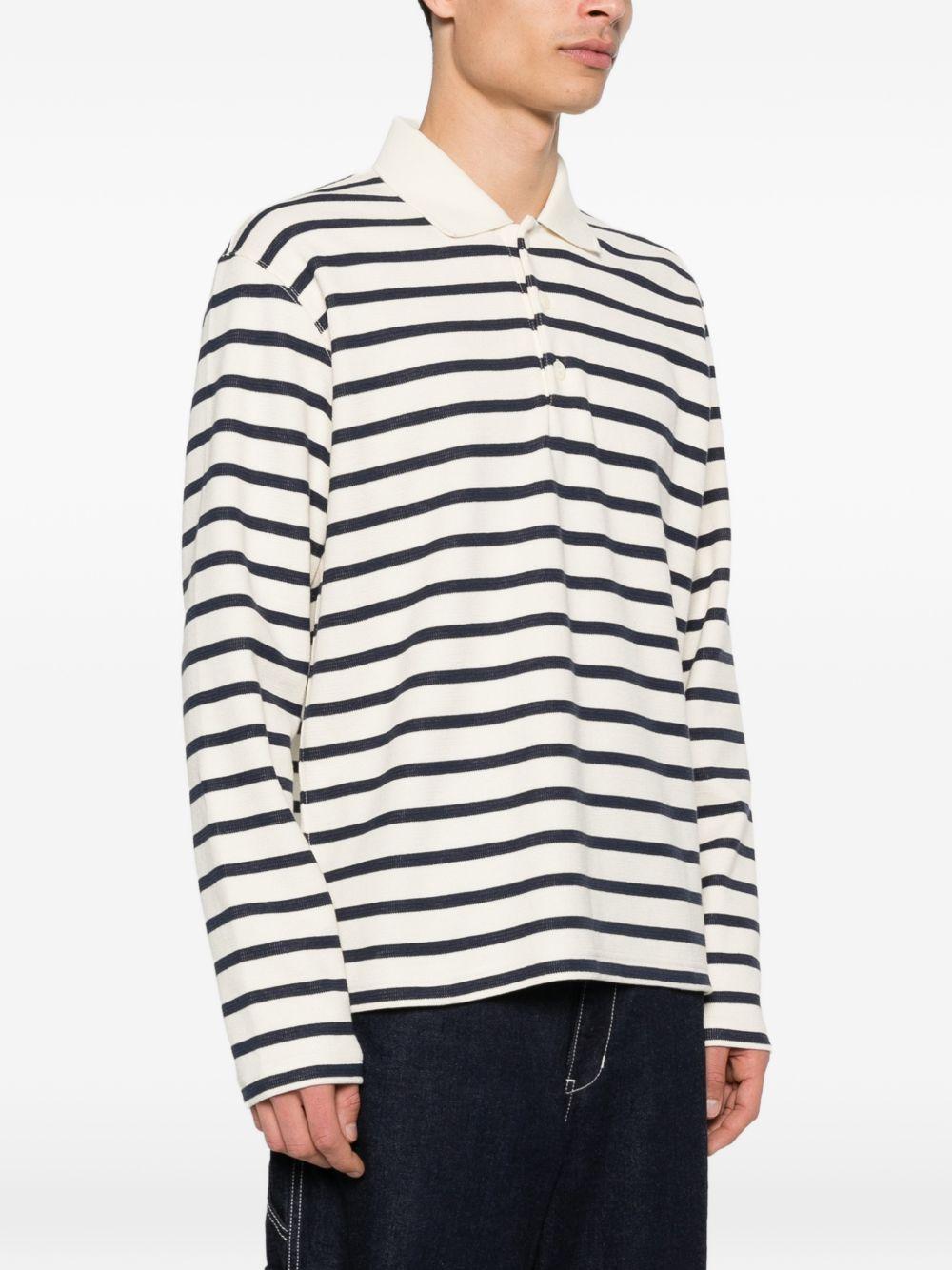 Polo a maniche lunghe a righe in bianco e blu Junya watanabe - uomo 