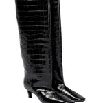 Stivali a gamba larga con effetto pelle di coccodrillo in nero Toteme - donna 