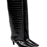 Stivali a gamba larga con effetto pelle di coccodrillo in nero Toteme - donna 