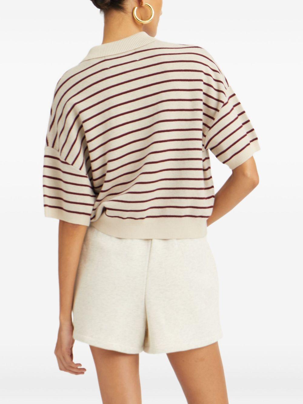 Polo con logo a righe in beige 