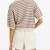 Polo con logo a righe in beige 