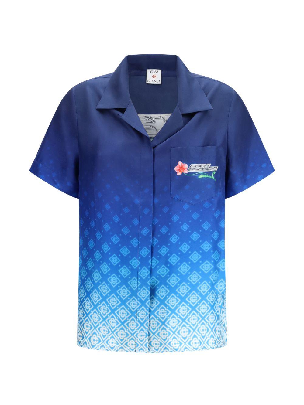 Camicia con stampa monogram in blu Casablanca - donna 