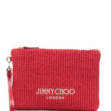 Clutch con logo stampato in rafia in rosso Jimmy choo - donna 