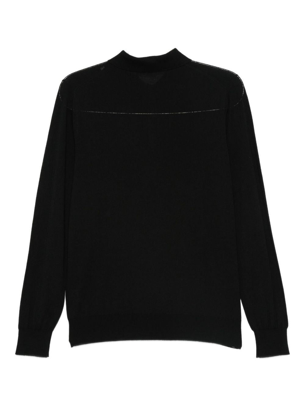 Maglione con colletto stile polo in nero Kangra - uomo 