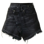Shorts con orlo sfilacciato in nero R13 - donna 