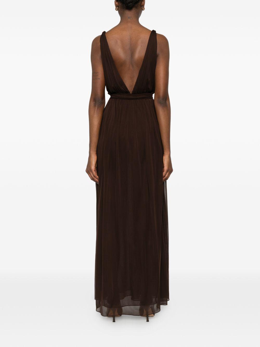 Abito maxi con scollo a V in marrone Tory Burch - donna 