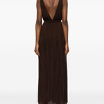 Abito maxi con scollo a V in marrone Tory Burch - donna 
