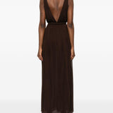 Abito maxi con scollo a V in marrone Tory Burch - donna 