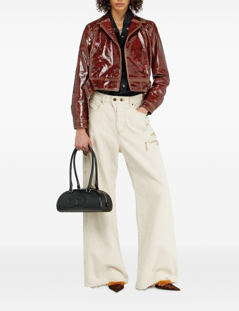 Giacca doppio petto in vernice in marrone Diesel - donna 