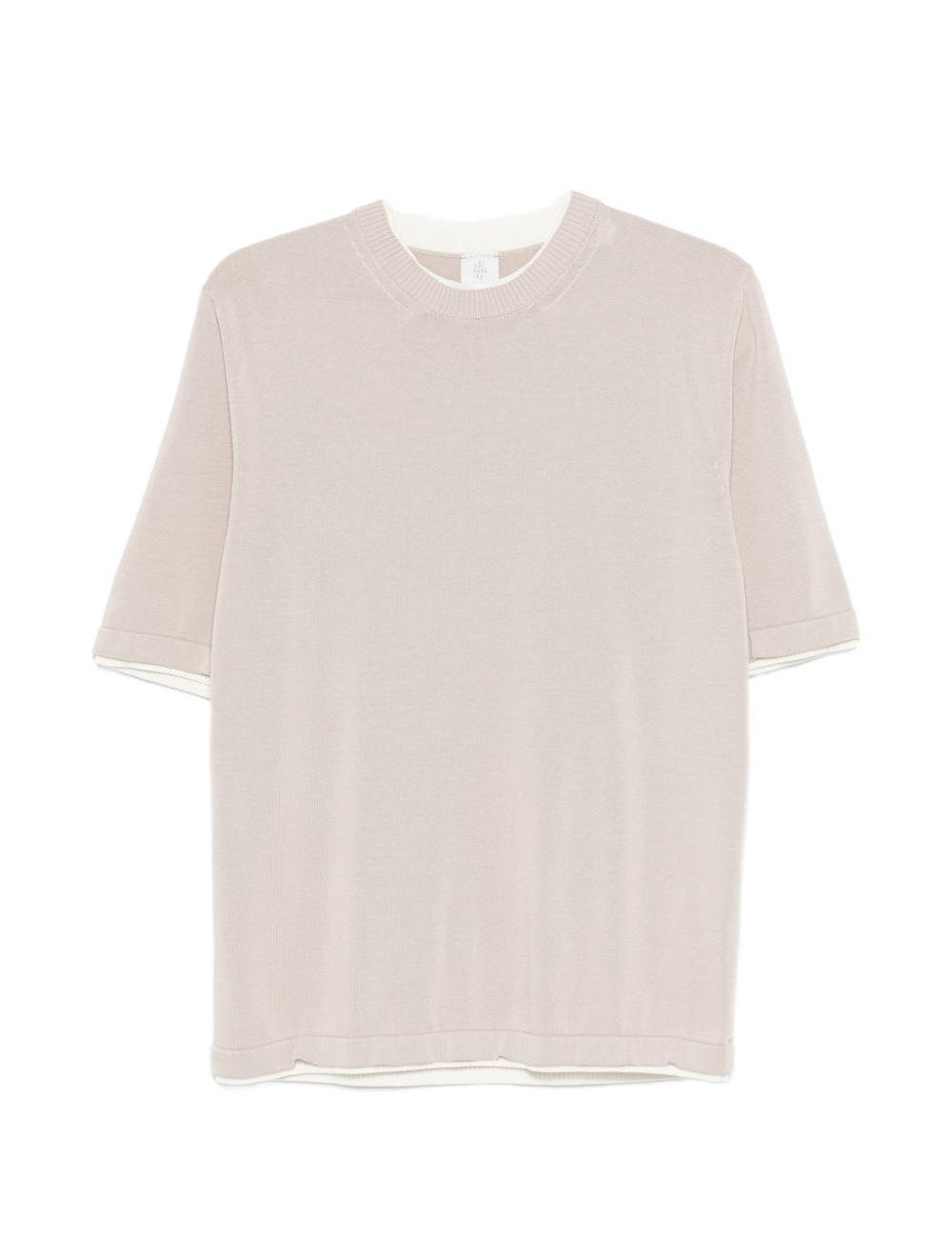 Maglione con scollo rotondo e rifiniture in beige Eleventy - uomo 
